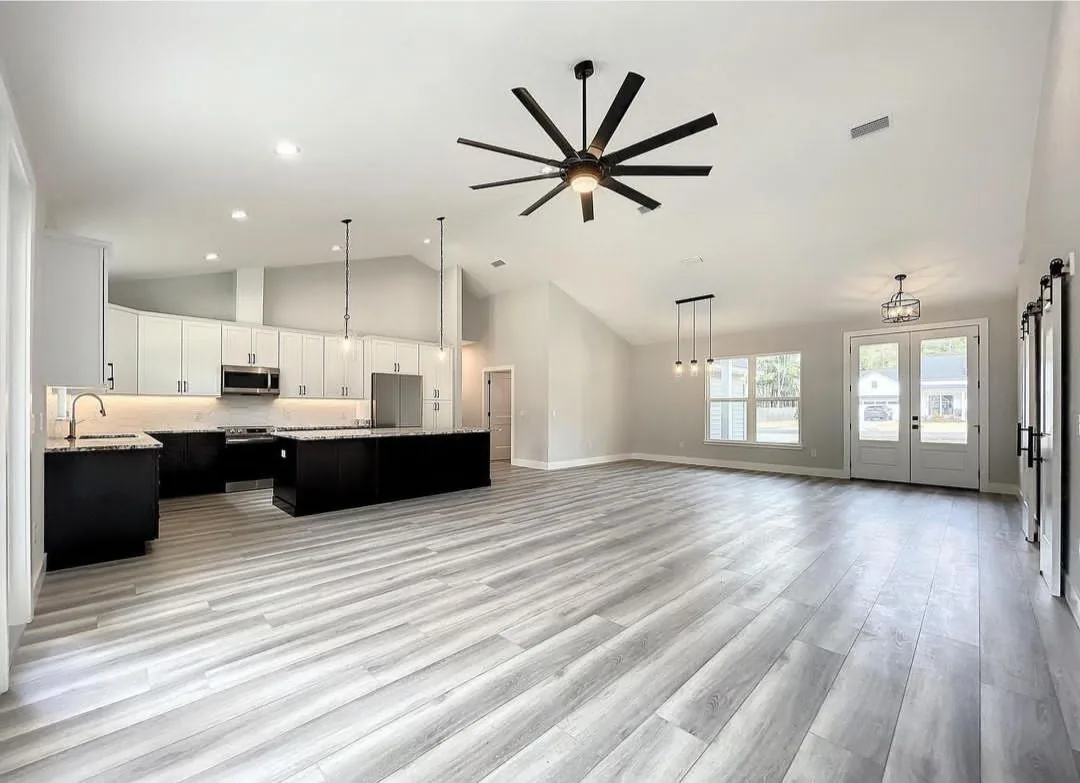 Oversized industrial ceiling fan installation